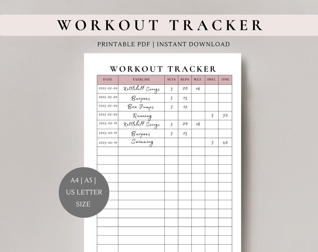 Workout Customizable Tracker Workout Tracker | Workout Planner | Exercise Tracker | Fitness Planner ...