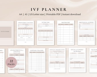 Planificador de FIV / Diario de FIV / Planificador de Fertilidad / Planificador de Infertilidad / fertilidad / Planificador imprimible de FIV / Planificador Digital / Calendario de FIV