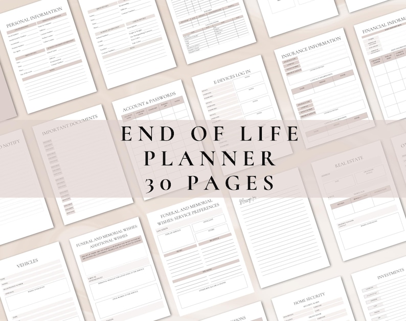 End of life planner | just in case of emergency binder | if I die binder | death planner | Printable planner | Funeral planner | end of life organizer | death binder | life organizer | just in case binder | life planner | medical tracker