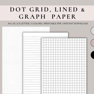 Printable Dot Grid Paper, Lined Paper & Graph Paper for Planners | Digital Download | dot grid planner