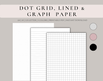Papel de grade de pontos para impressão, papel pautado e papel quadriculado para planejadores | Download digital | planejador de grade de pontos