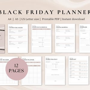 Planificador de Black Friday / Planificador imprimible / Ofertas de Black Friday / Ofertas de Black Friday / Tamaño A4, A5, Carta de EE. UU.