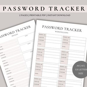 Password Tracker | Password printable planner| password Keeper | Password log | Password organizer | password list