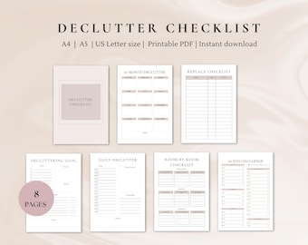 Lista de verificación para ordenar / Planificador de orden / Lista de verificación de limpieza / Ordenar / Programa de limpieza / Ordenar a diario / Lista de verificación habitación por habitación
