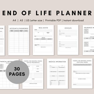 End of life planner | just in case of emergency binder | if I die binder | death planner | Printable planner | Funeral planner