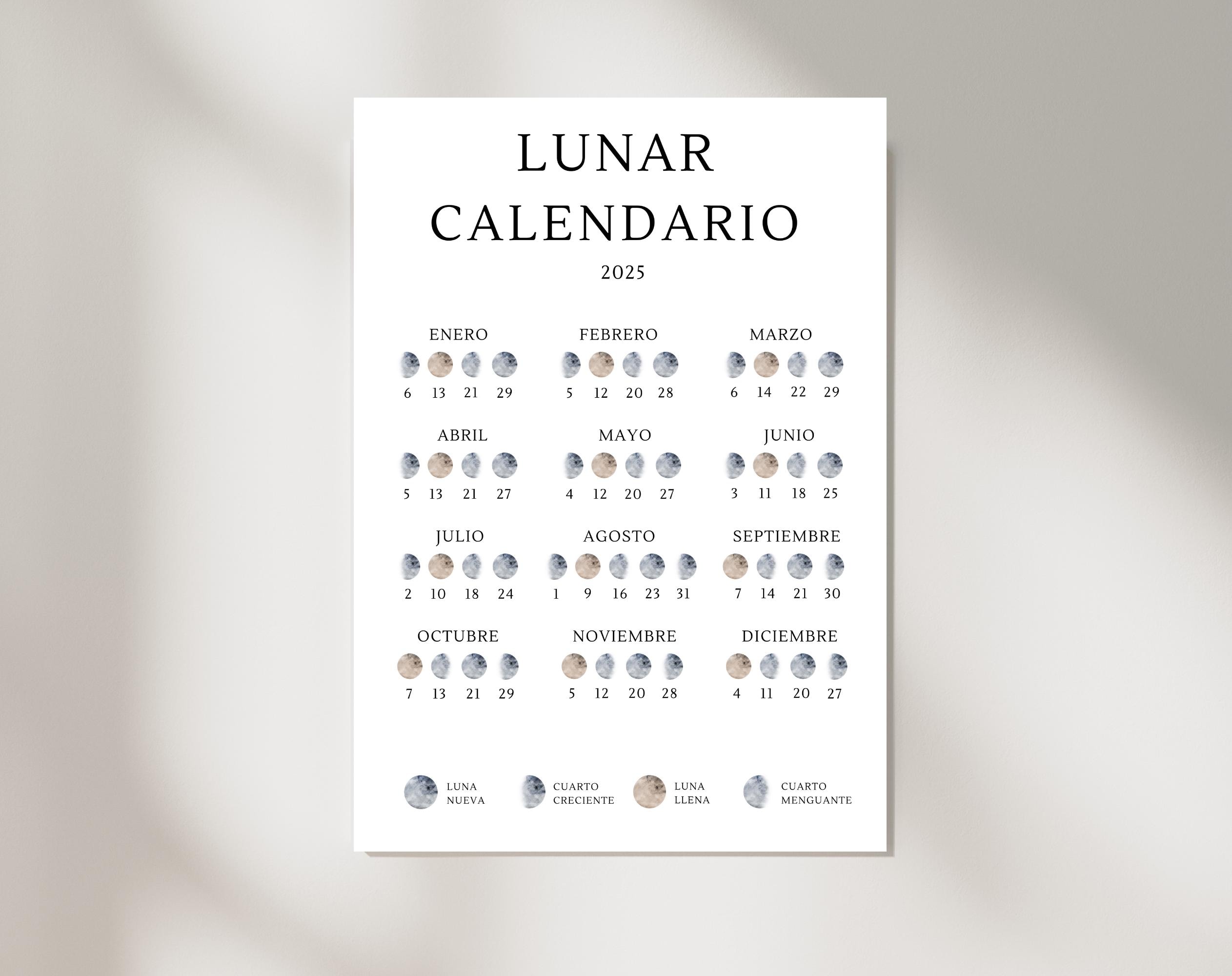 Lunar Calendario 2025 Español Calendario De Fases Lunares Printable