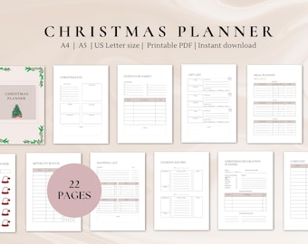 Christmas Planner | Christmas Party | Christmas Shopping | Christmas budget Printable planner | A4, A5, US Letter size