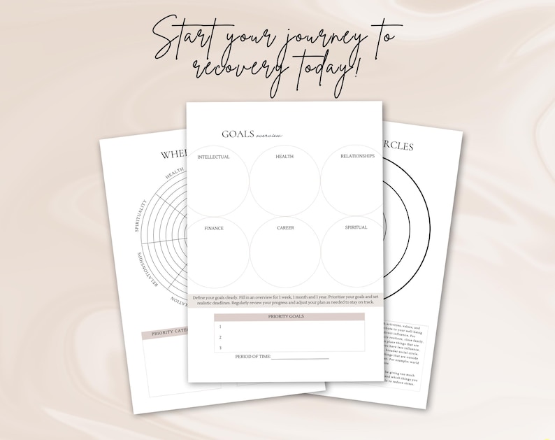 Burnout recovery planner | adhd burnout | burnout workbook | Stress relief | Mental health | anxiety journal | therapy worksheets | therapy tools | digital planner | digital download |  Printable planner | 
organization | 
adhd planner