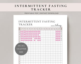 Intermittent fasting tracker | food journal | Eating log | Fasting chart | Printable tracker | A4, A5, US Letter size