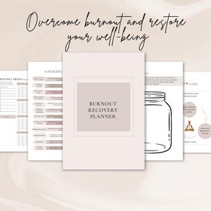 Burnout recovery planner | adhd burnout | burnout workbook | Stress relief | Mental health | anxiety journal | therapy worksheets | therapy tools | digital planner | digital download |  Printable planner | 
organization | 
adhd planner