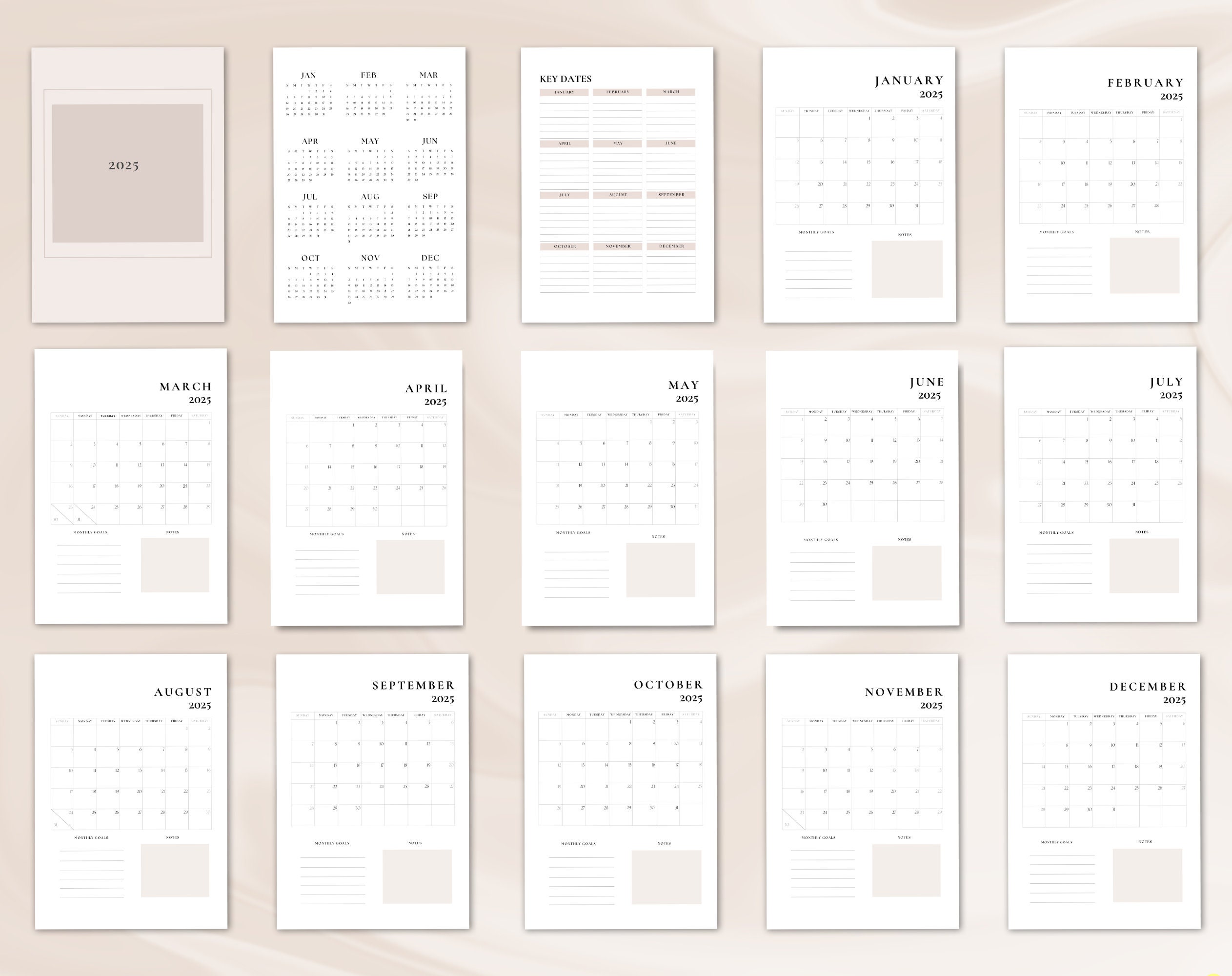2025 Monthly Calendar | Printable Planner | Planner 2025 | Month