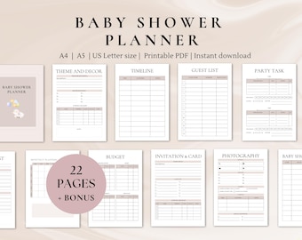 Baby Shower Planning Bundle with Baby shower games - Printable baby shower planner