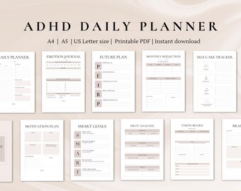Daily ADHD planner | ADHD planner | ADHD planner printable | adhd journal | daily planner printable | adhd digital planner