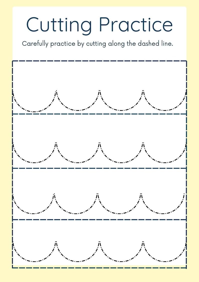 Cutting Practice Sheets Printable PDF Preschool Homeschool Scissor ...