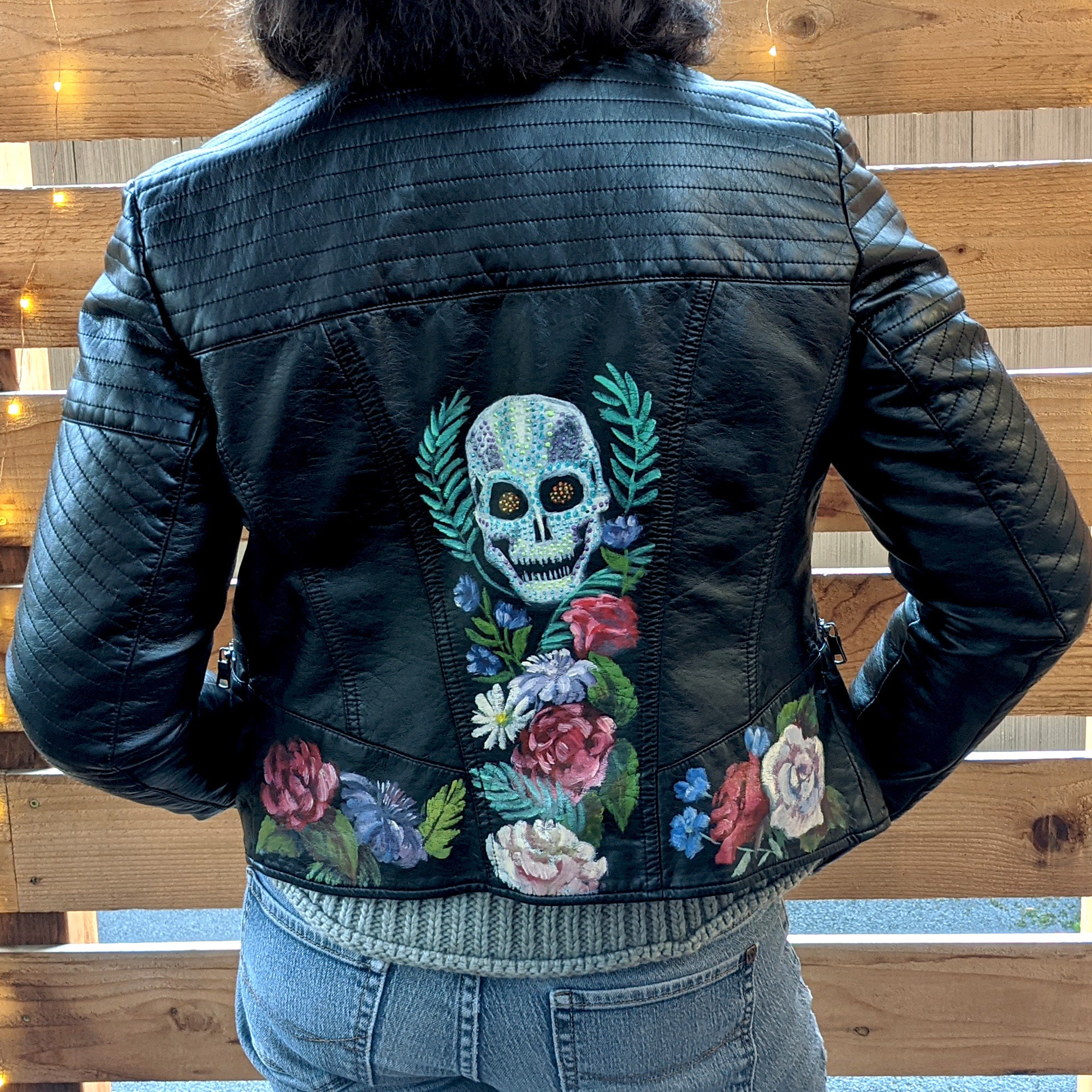 Skull Jeans cow leather tailored jacket - テーラードジャケット