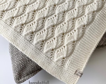 Cable Knit Baby Blanket Pattern: Chantelle Lace, DK Yarn (PDF Pattern)