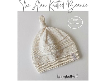 Baby Beanie Knitting Pattern, Knotted Hat (PDF Pattern)