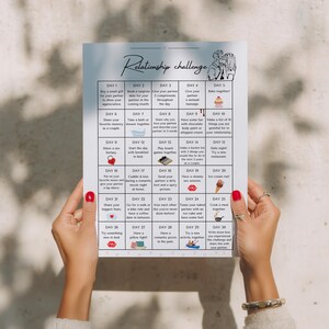 Relationship Challenge 30 Days | Printable | Date night ideas | Valentine's day gifts | Romantic love gift for him and her | Couples planner