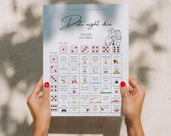 Date night dice | Printable | Relationship gifts | Date night ideas | Valentine's day | Romantic love gift for him and her | Couples planner
