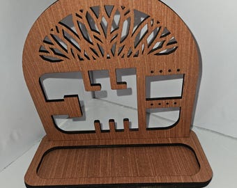 Expositor organizador de joyas, madera, 15x14cm, pendientes, collares, anillos, almacenaje, dormitorio, personalizado, regalo