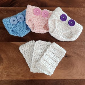 Crochet Doll Diapers & Wipes: Pretend Play Set