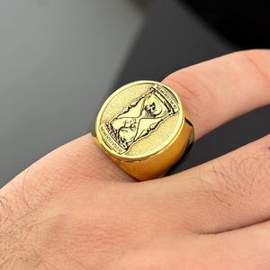 Personalized Gold-Plated Memento Mori Ring with Skull and Hourglass Engraving, Custom Jewelry Gift for Him, Memento Vivere, Gift for him her
