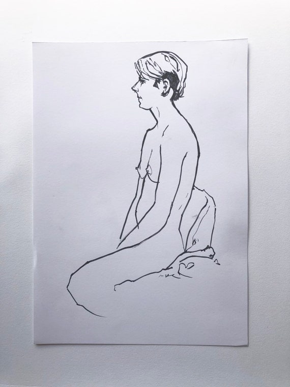 Figure Sketch Woman In Brush Pen
