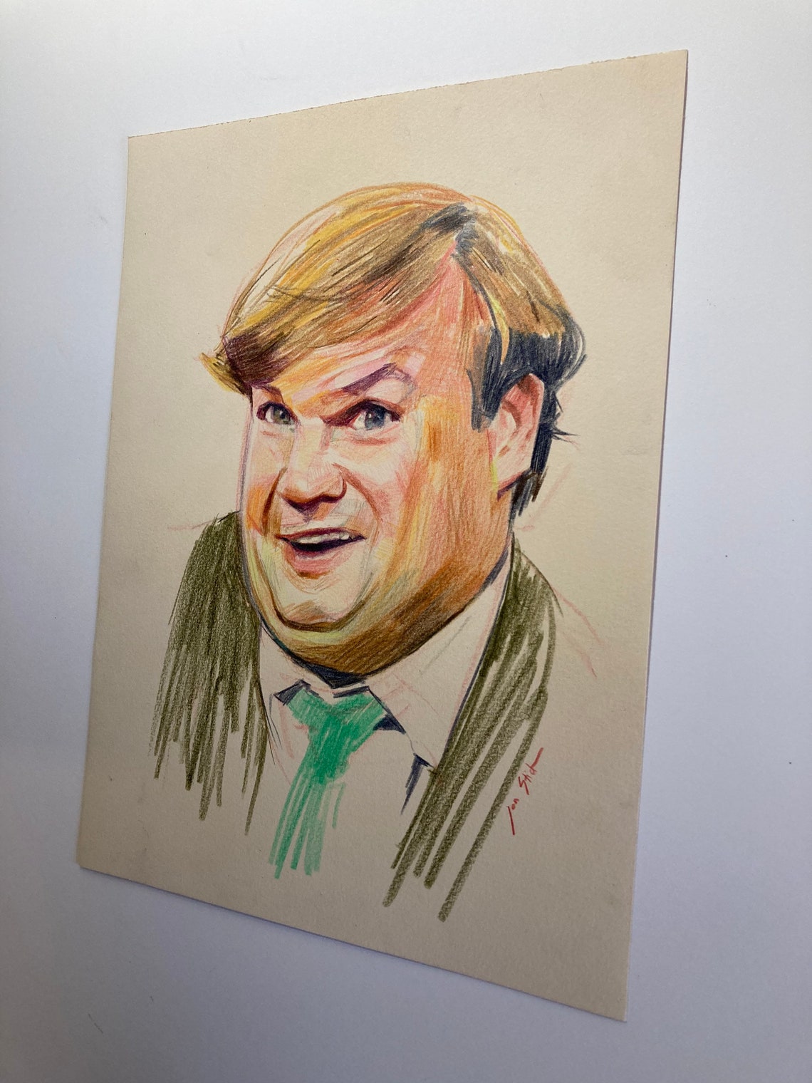 Chris Farley Original colored pencil drawing Etsy