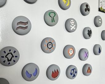 MODELO ORIGINAL - Todas las Runas de Runescape OSRS - Imanes impresos en 3D y pintados a mano