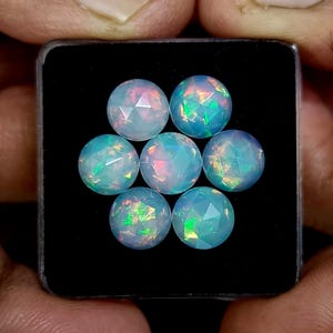 Opal, Natural Ethiopian Opal, Round Rose Cut Free Forms, Flat Back Gemstone Lot, 8.70 Carats, Sizes- 8.00x8.00mm (Calibrated Size), Piece- 7
