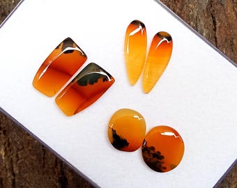 Montana Agate Cabochon Gemstone Lot: 20 Carat Mix Pairs for Jewelry