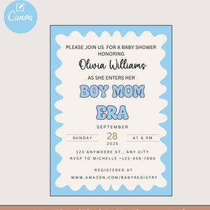 Invito personalizzabile per baby shower per bambini Retro / Modello digitale 5x7 / Download PDF immediato / Modifica con Canva