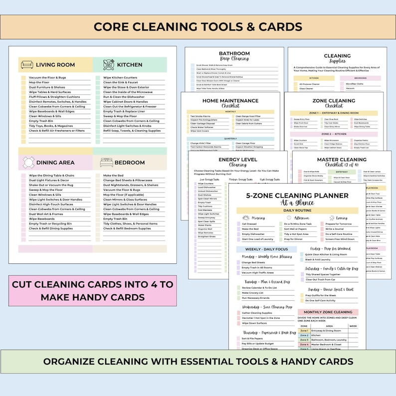 Ultimate Cleaning Planner Bundle: 5-zone Schedules, Decluttering ...