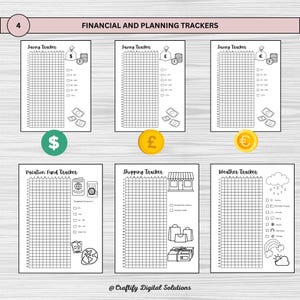 Printable pixel tracker bullet journal in US Letter, A4, and A5 sizes for daily tracking and wellness. Features 25 pages with unique trackers for savings, fitness, sleep, mood, and more. Digital download for habit, self-care, & productivity goals