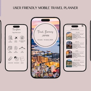 Personalized Canva Travel Itinerary Template Planner - Easy Edit & Organize Tour Plans on Mobile