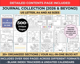 Journal Collection Bundle: Habit, Mood & Reading Trackers (Digital Download)