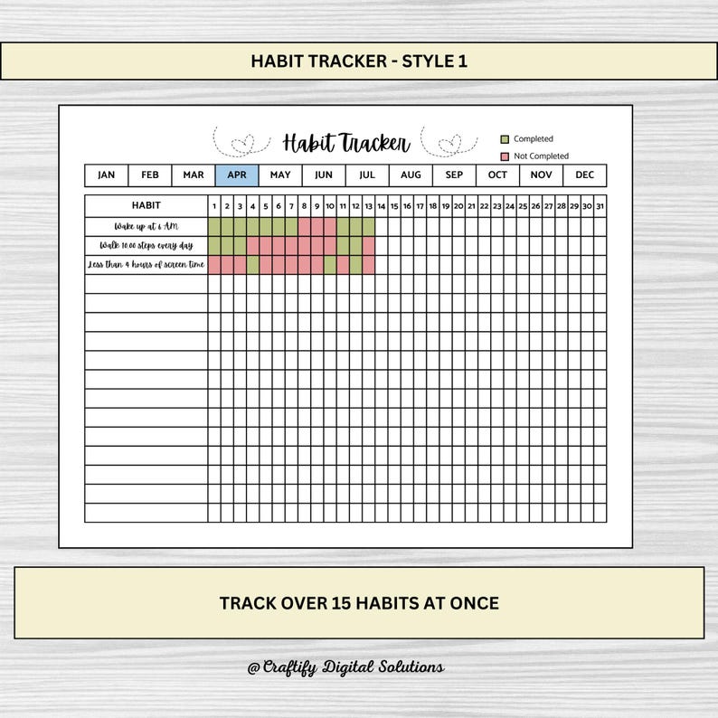 Habit Tracker Printable Bundle: Daily, Weekly, Monthly Goal Planner ...