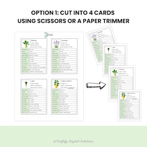 Printable Gardening Flashcards Featuring 150+ Plants With Companion Planting, Spacing, Pests, Watering, Sunlight, And USDA Zone Info — 4 Cards Per US Letter Page
