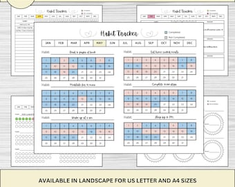Habit Tracker Printable Bundle: Daily, Weekly, Monthly Goal Planner (PDF)