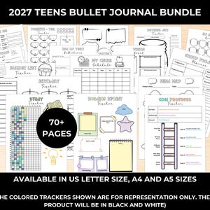 2027 Teens Bullet Journal – Printable Planner with Trackers (PDF)