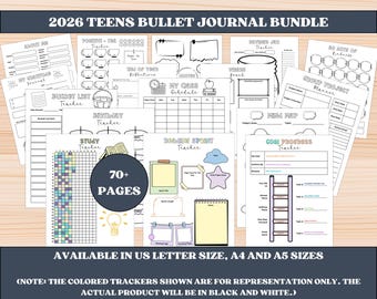2026 Teens Bullet Journal – Printable Planner with Trackers (PDF)