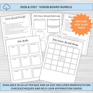 Pacchetto Vision Board 2026: Planner degli obiettivi stampabile e digitale (PDF)