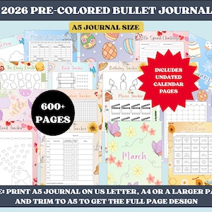 2026 Bullet Journal: Habit & Mood Trackers, A5 Printable (PDF)