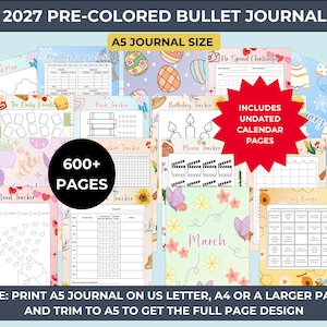 2027 Bullet Journal: Habit & Mood Trackers, A5 Printable (PDF)