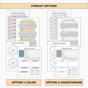 Printable and editable 75-day challenge tracker bundle with health, fitness, nutrition, habit, and mindset pages. Includes color and black & white versions with a certificate of completion.