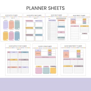Personalized Kids School Planner with daily routine, homework tracker, chore chart, and goal-setting pages; Canva editable and printable in US Letter size.