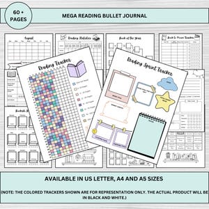Diario di lettura 2025 - Oltre 60 pagine / Tracciatore di libri, Registro di lettura / Bullet journal modificabile con sfide, tracker e recensioni