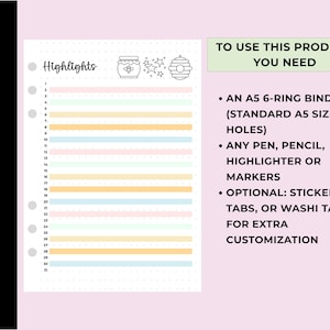 140-Page 2026 A5 Bullet Journal Insert Set Printed On 170 GSM Thick Paper. Pre-Punched For A5 Binders. Includes Yearly Trackers, Monthly Pages, Fun Pages, Reading Logs, And Blank Sheets. Ships Within USA.