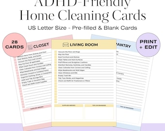 Lot de cartes de nettoyage modifiables : liste de contrôle pièce par pièce (téléchargement numérique)