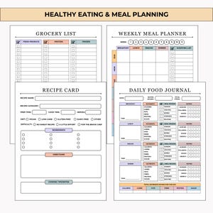 Printable and editable 75-day challenge tracker bundle with health, fitness, nutrition, habit, and mindset pages. Includes color and black & white versions with a certificate of completion.